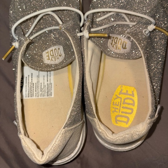 Hey Dude Women's Glitter Silver Slip-On Moccasins - Picture 7 of 8